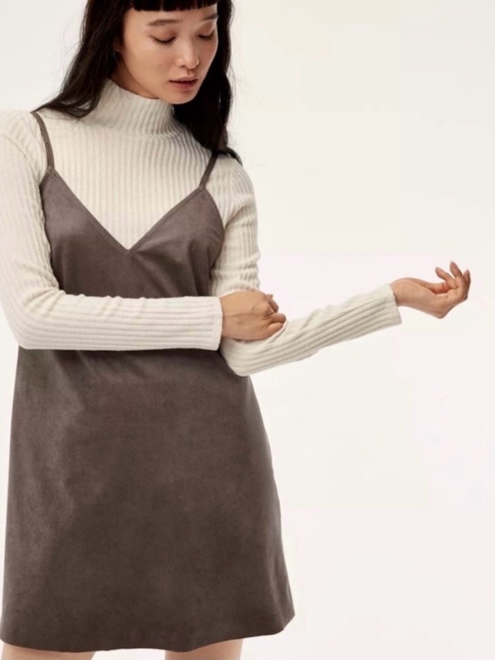 Wilfred Charcoal Suede Slip Mini Dress